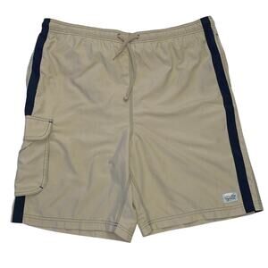 Vintage OP Ocean Pacific Men's Boardshorts Size Large Cream Stripe Swim Trunks